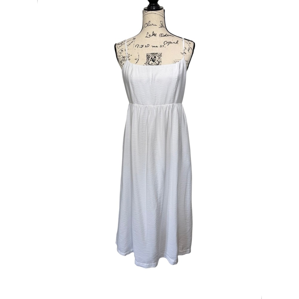 A‎ New Day Women White Madi Dress Medium Tie Back Sleeveless